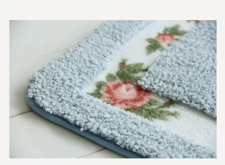 Pastoral Style Bedroom Carpet Bedside Mat Rectangle Floor Mat Water Absorbent Bathroom Mat Non Slip Doormat Kitchen Rug