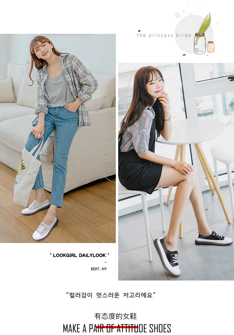 Ladies Sneakers 2024 Spring Genuine Leather Casual Walking Shoes Women Fashion Summer Flats Youth Girl Student Jogging Trainers