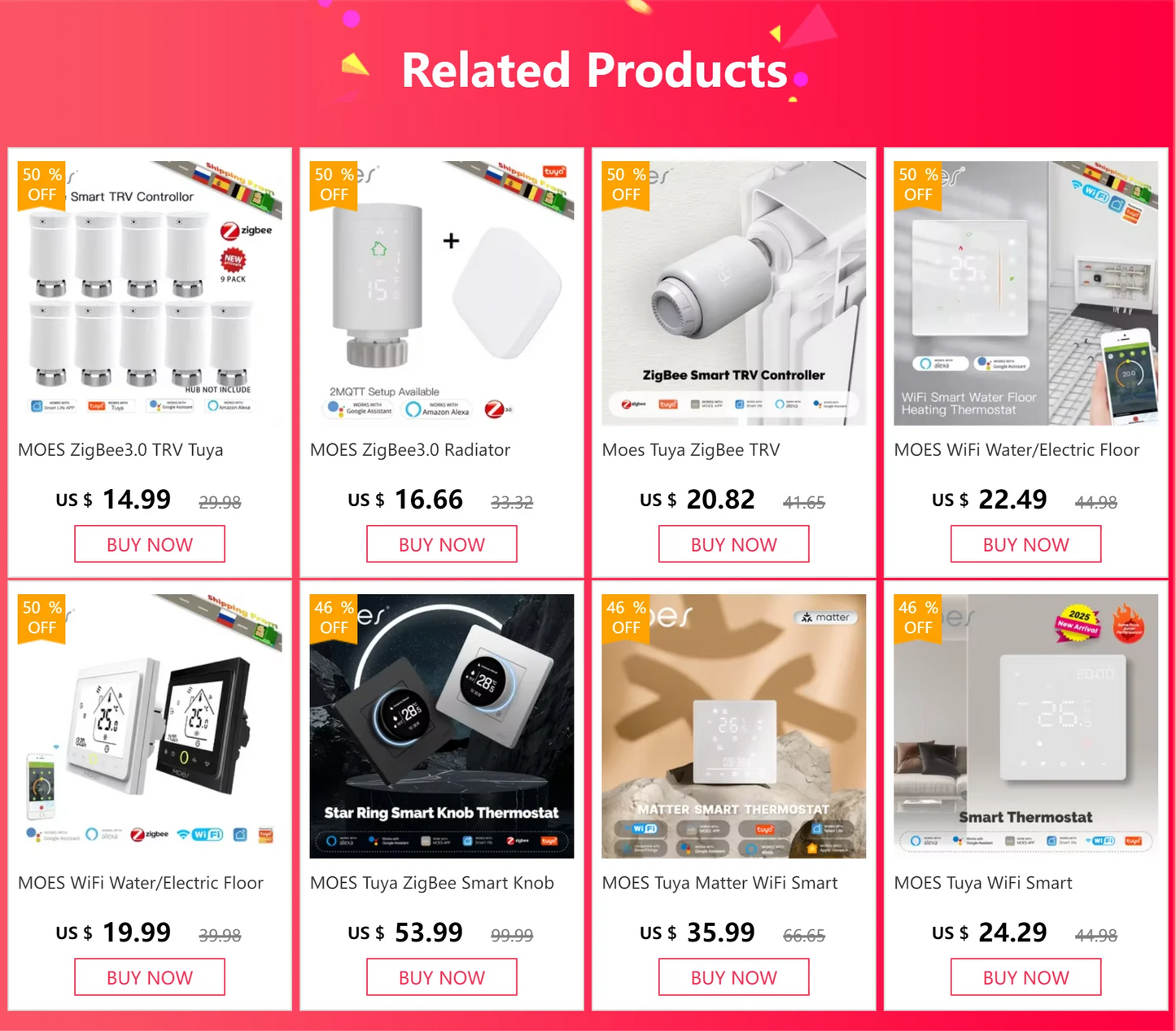 Smart-Thermostat 2025: MOES WiFi Wasser/Elektrische Fußbodenheizung - Gasboiler-Temperaturcontroller Smart Alexa Tuya Google Voice Zigbee-Sammlung