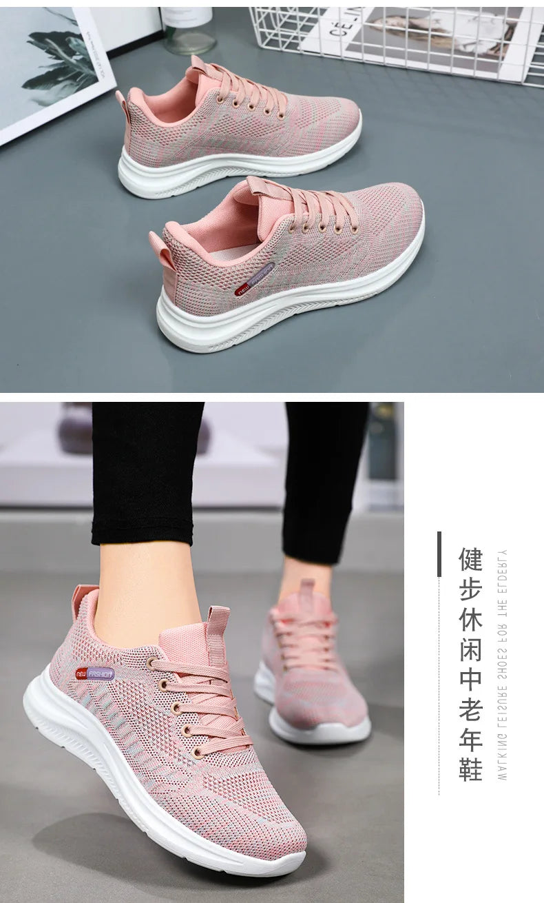 Damen 2025 Frühling Und Herbst Neu Gestrickt Damen Schuhe Schuhe Weiche Sohle Casual Sport Schuhe Für Damen Sneakers