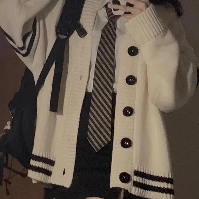 Altayskiy Cardigan Beig Patchwork Korea Stil Lovely Cozy - Regular Länge Gewicht 120–220 g/m² Knopfverschluss