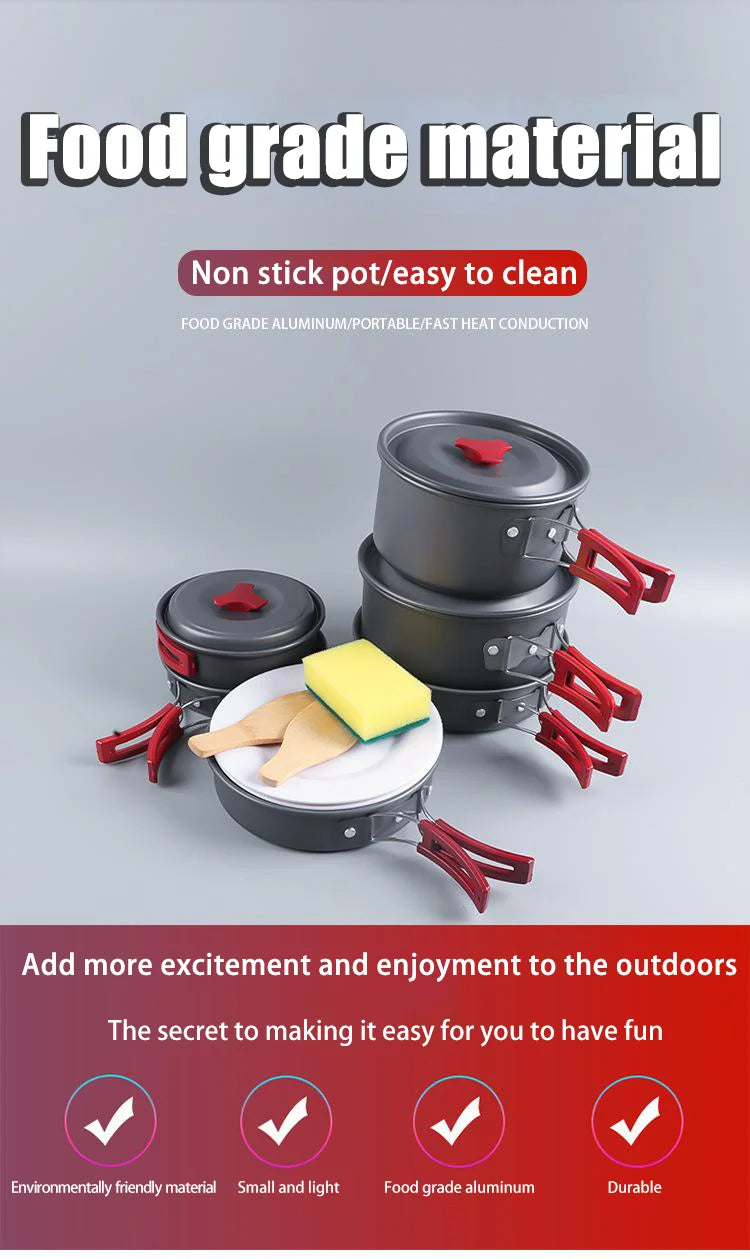 Outdoor camping cookware folding outdoor non stick pot boiling water outdoor set pot portable camping cookware tableware