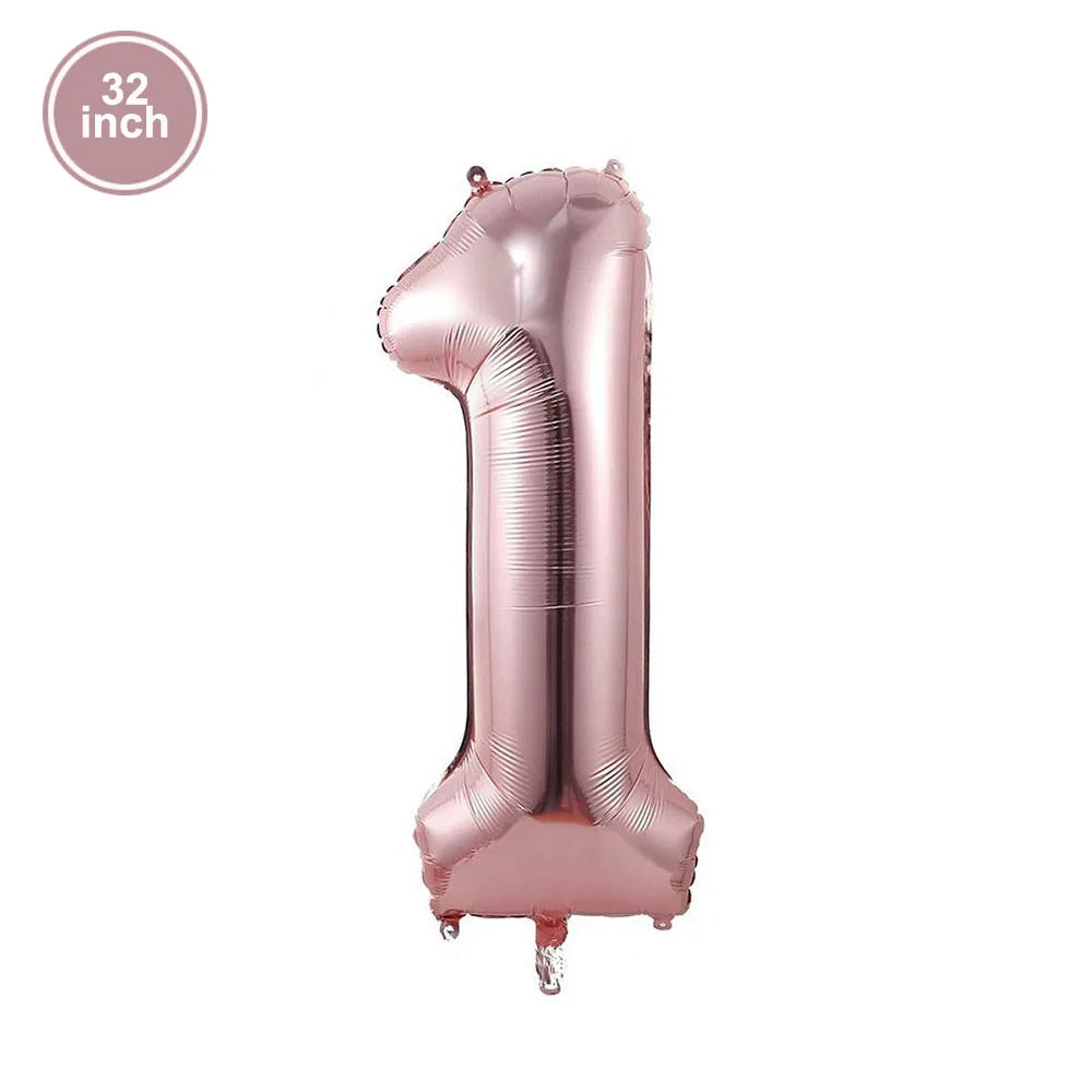 PartiesTour 32Inch Zahlenballon Rosa - Folie 81cm Groß