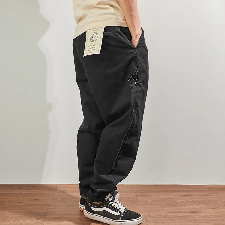 Baggy tapered casual pants cotton autumn and winter weight trousers men's overalls