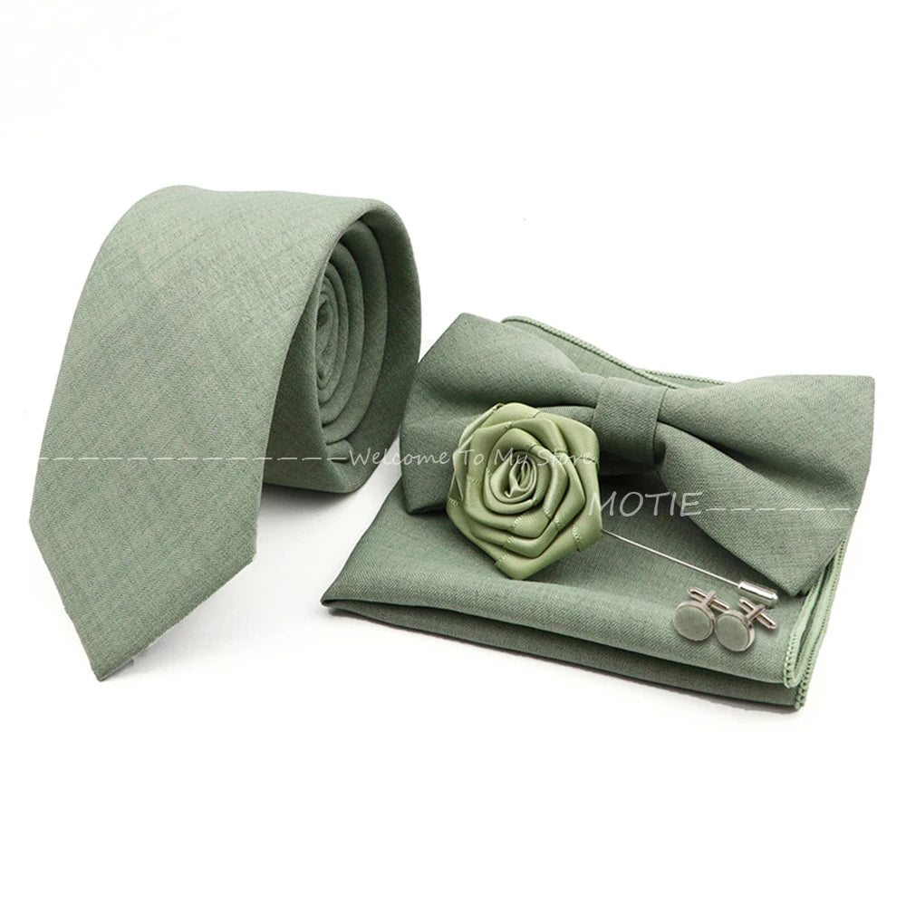 Set de accesorii bărbătești cu design nou, 27 de culori: batistă clasică din bumbac, butoni, papion pentru nuntă, petrecere, cadouri