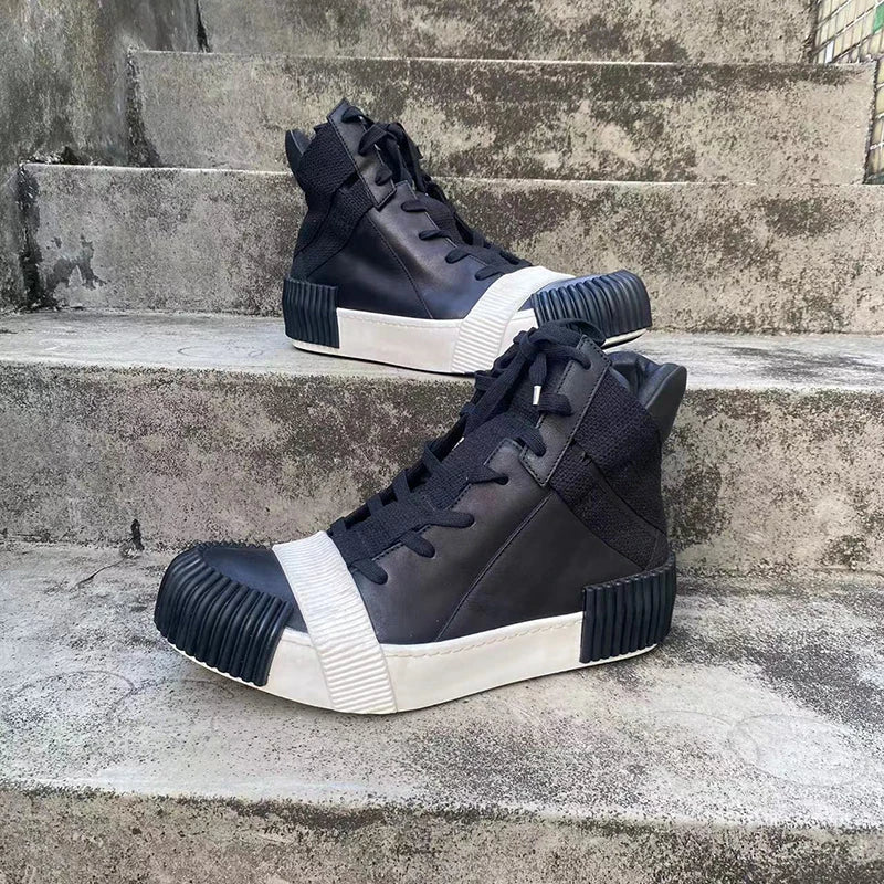 Ghete Black Street Original Design Goodyear Patchwork - Parte superioară din piele, talpă din cauciuc, mărimi 40–46