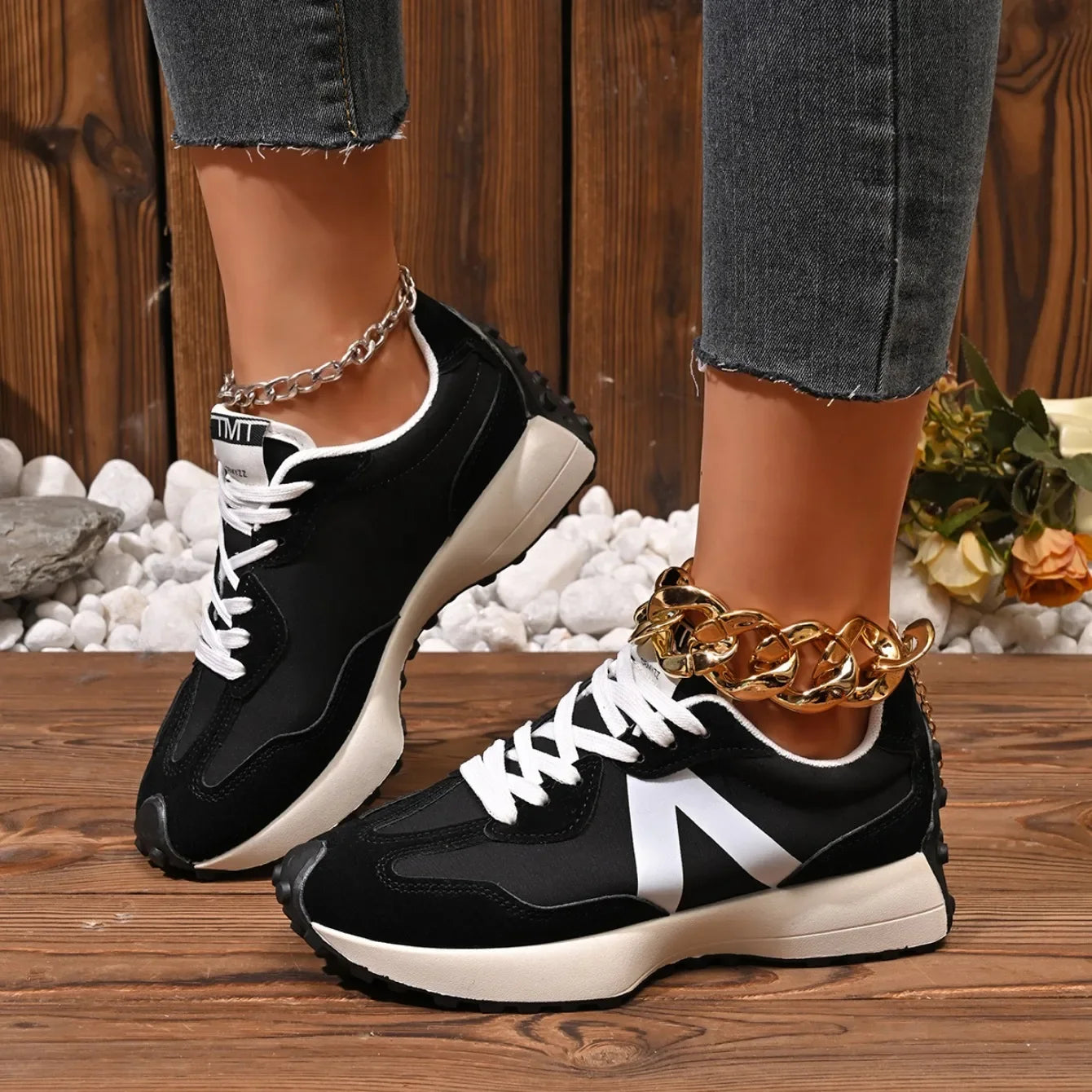 Meilecheng Damen Sneakers Bequem - Rutschfest PU Innensohle