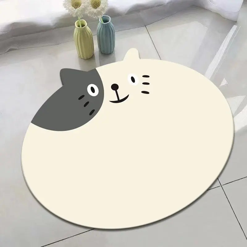 Panda Cartoon Dog Pattern Soft Cushion Bath Mat Quick Dry Super Absorbent Non-slip Bathroom Rug Diatom Mud Carpets Waterproof