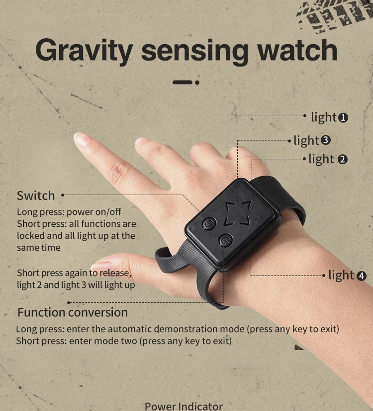 Mașină RC 4x4 cu telecomandă, cărucior cu gesturi detectabile, 1/12, RC Drift Car cu lumină LED, deformare, jucării inedite pentru copii