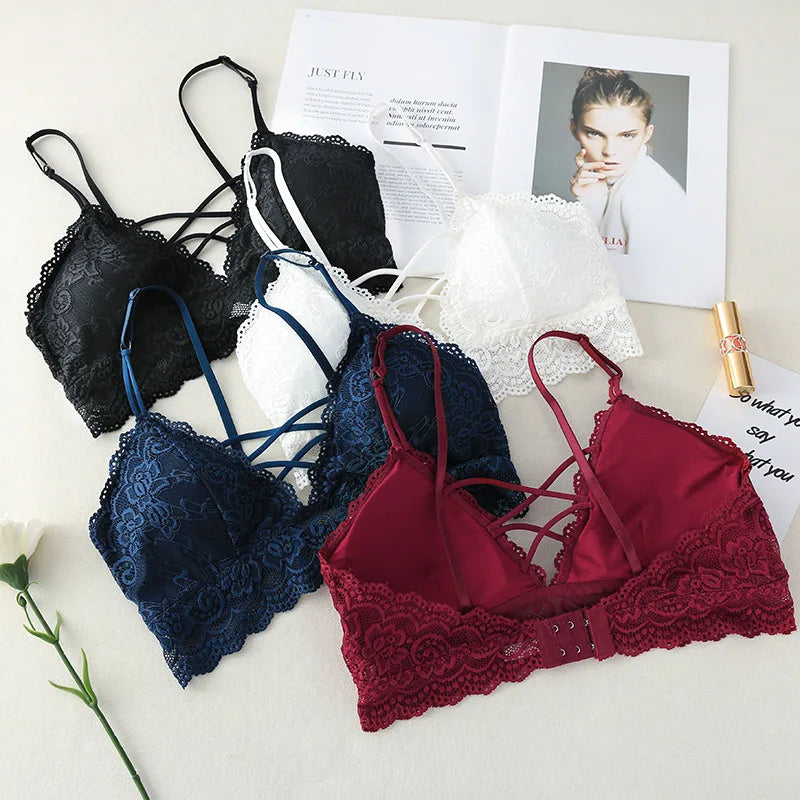Floral Lace Bra Non-Wire Push Up Bras For Women Padded Brassiere Female Underwear elegant Lingerie V-neck Bralette Intimates