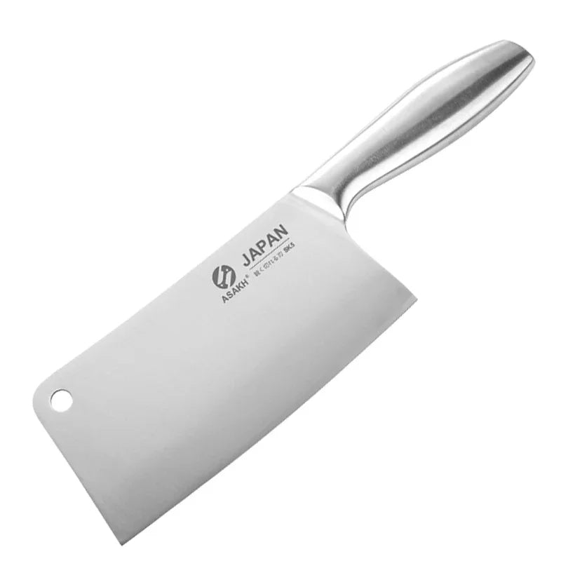 Chef Knife 7-piece Set Stainless Steel Hollow Handle Slice Meat Cleaver Chopping Knife Kitchen Scissors with Sharpening Rod