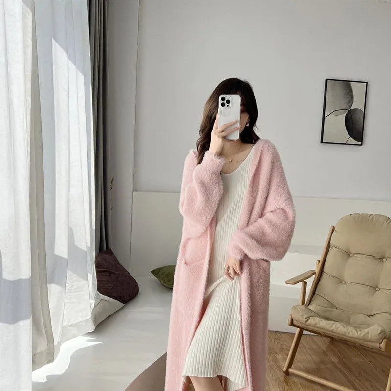 Pateekate Strickmantel Kapuze - Knielang, Polyester