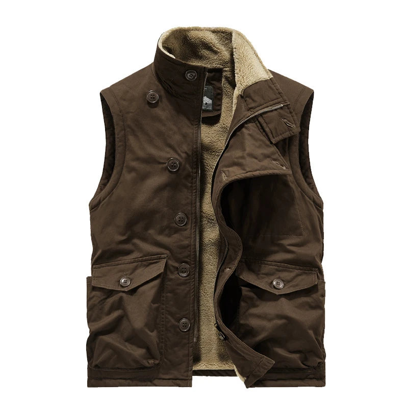 DIMUSICN Fleece Weste Warme Gepolsterte Stehkragen - Größe 6XL, Winddicht, Taschen