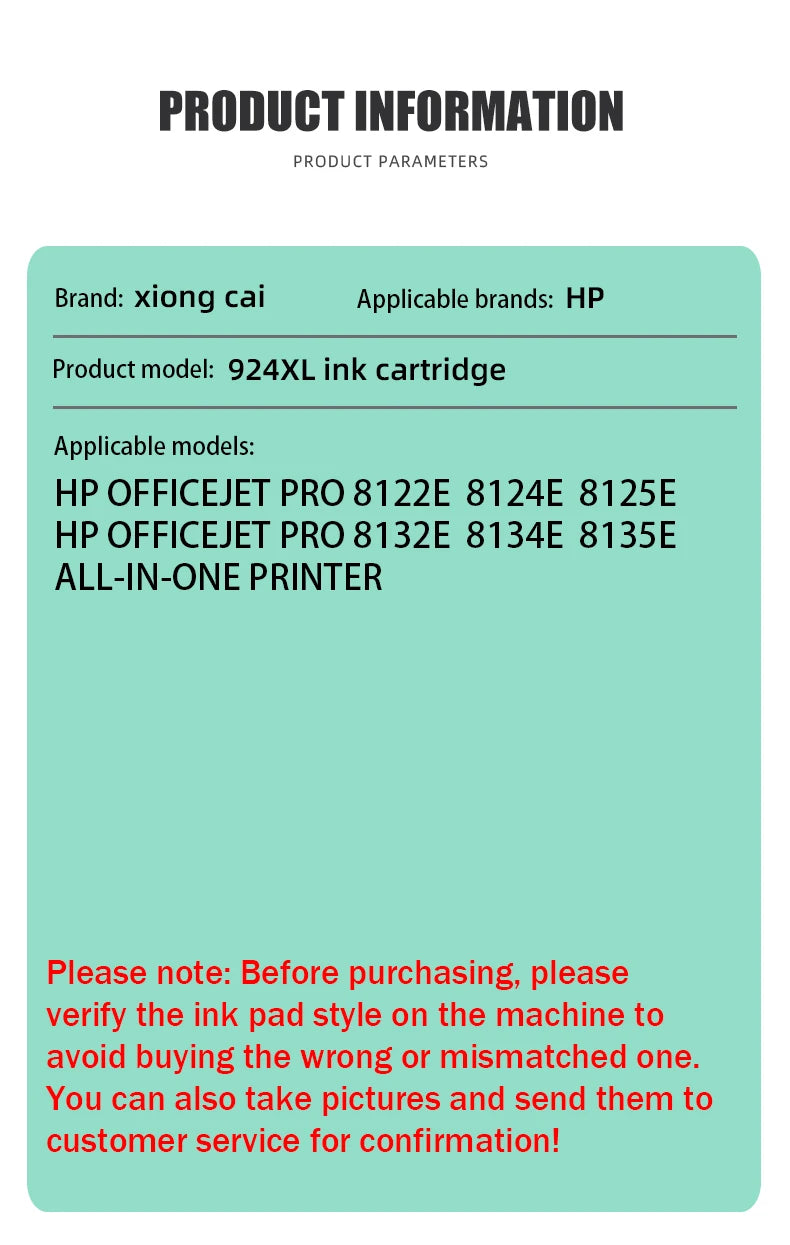 HP 924/924E/924XL High-Yield Ink Cartridges | Compatible with OfficeJet Pro 8120e-8135e Series Printers | Premium Quality