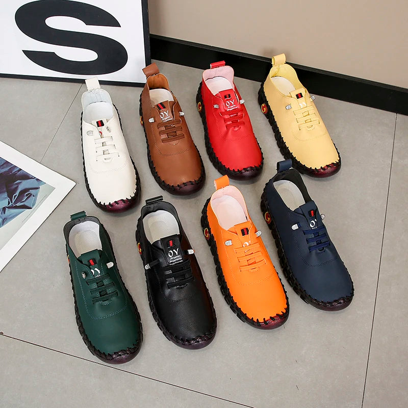 Sneakers Women Shoes Loafers Lace Up Leather Flat New Spring Ladies Casual Shoes Outdoor Travel and Walking Women Shoes