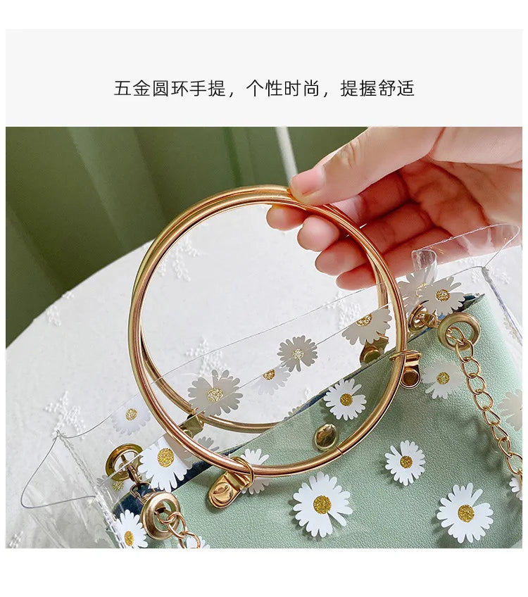 Fashion Crossbody Bags for Women Summer and Autumn New Daisy Print Pattern Jelly Women Bags One Shoulder Portable Female Handbag