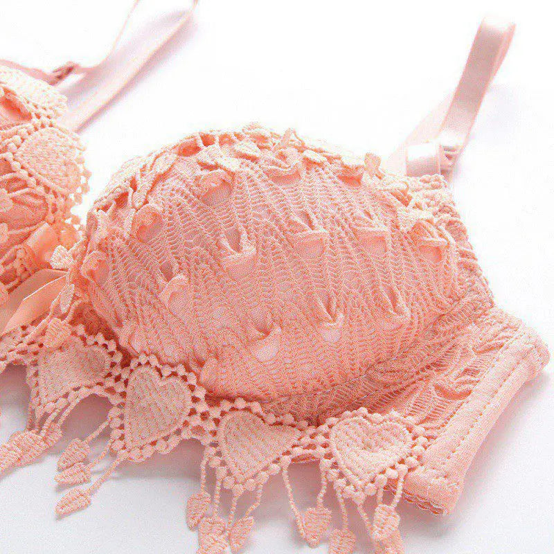 Lace Underwear Bra for Women Thin Wireless Adjustable Shoulder Strap Female elegant Hollowed Floral Lace Underwear Large Size Bras