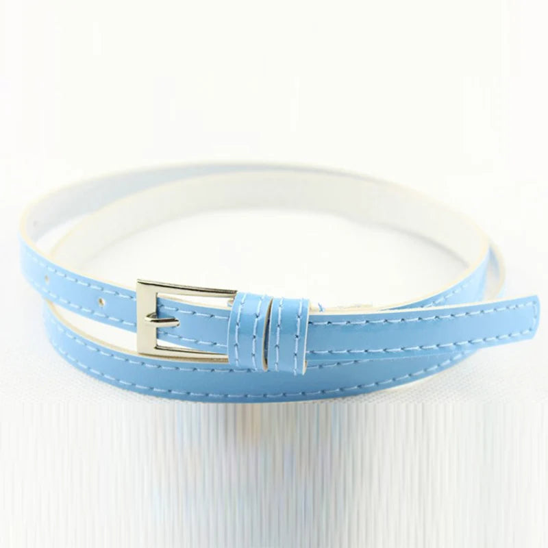 Women Belts New PU Leather Candy Color Metal Buckle Belt Girls Dress Jean Pants Waistband Belts for Lady Luxury Brand Belts