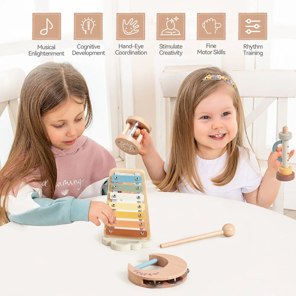 Music Toys for Children Music Instruments Girl Toys Wooden Cartoon Educational Instruments Children's Toys Games for Children