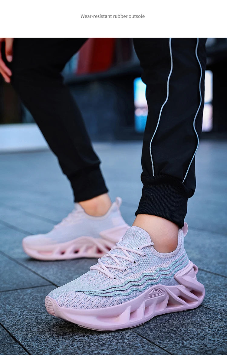 Herren Sneakers Leicht Laufschuhe Atmungsaktiv Mesh Komfortabel EVA Dick Sohle Rutschfest Tennis Walking Weiß Schuhe Für Männer