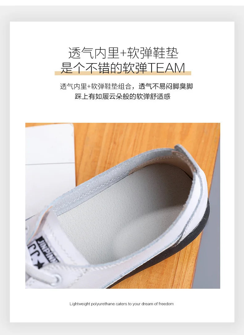 Ladies Sneakers 2024 Spring Genuine Leather Casual Walking Shoes Women Fashion Summer Flats Youth Girl Student Jogging Trainers