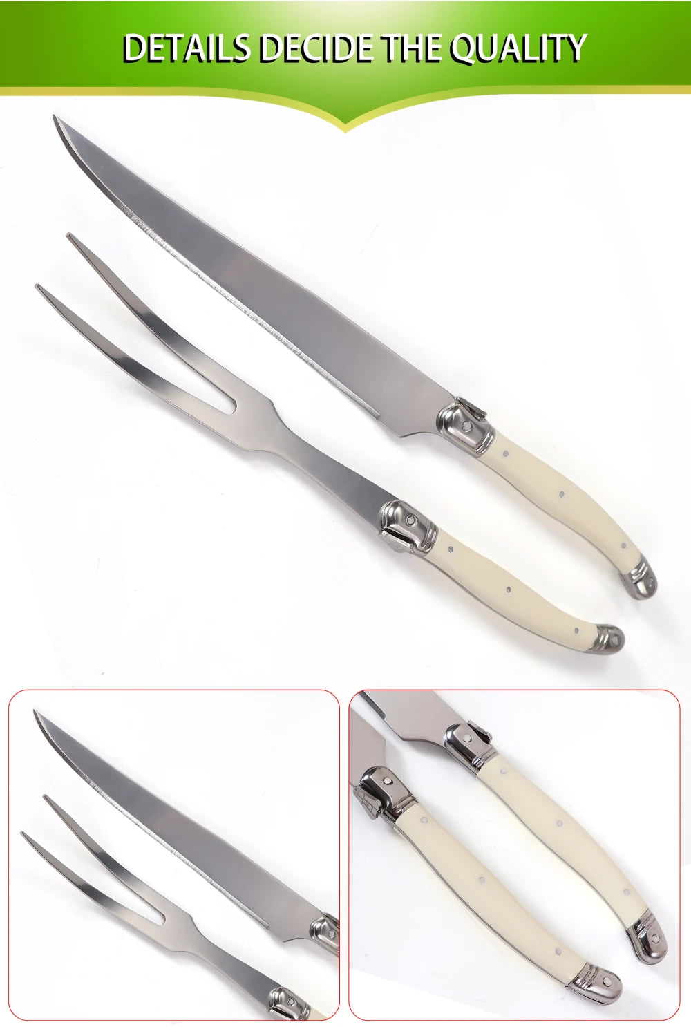 Stainless Steel Carving Knife Fork Set BBQ Slicing Grill Vegetable Tools Salad Serving Tools Turkey Knife Steak Roast Meat Fork