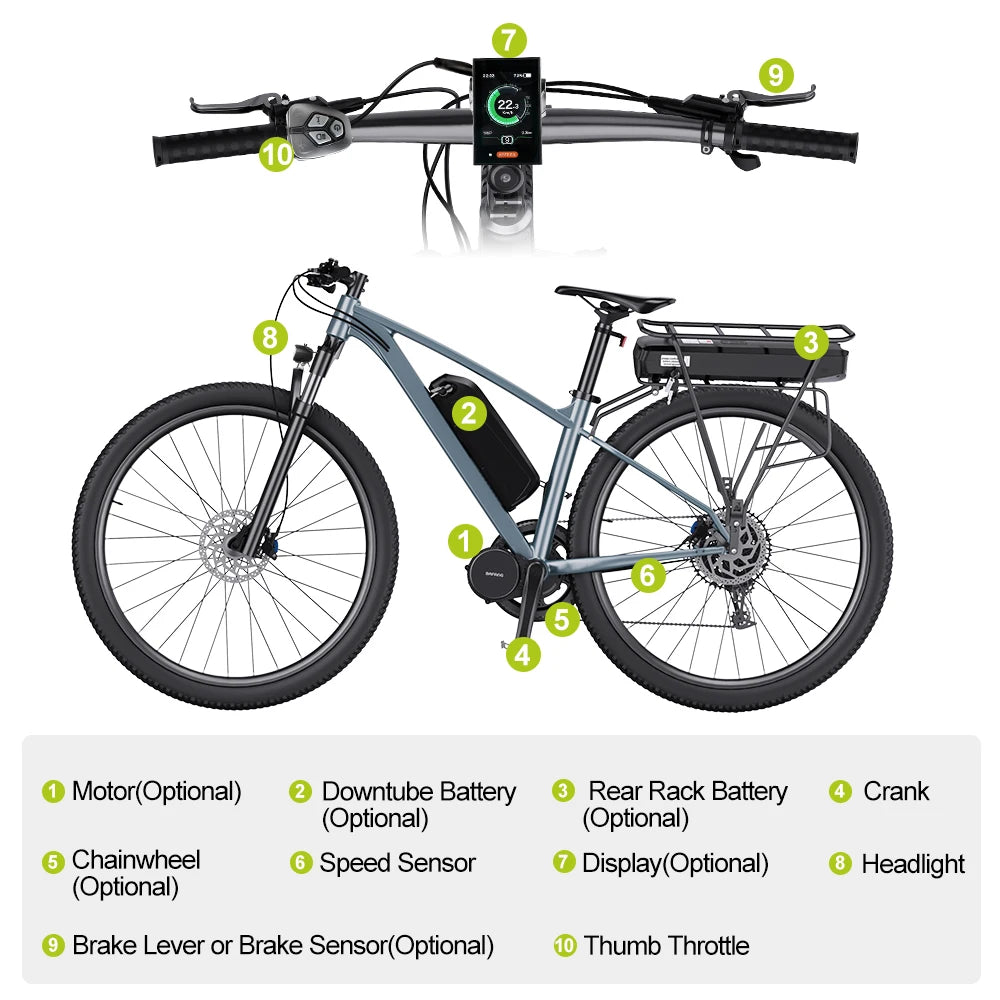 Bafang 750w 48v kit complet Mid Drive Motor 8fun BBS02 Bicycle Electric eBike Conversion Kit Powerful Central e-Bike Engine