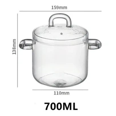 Glass Small Stew Pot Water-proof Transparent Cover Soup Cup Soup Bowl Bird's Nest Stew Bowl Open Flame Home Kitchen Supplies - Golden Bridge Store