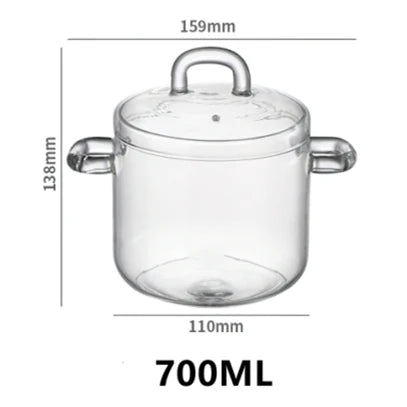 Glass Small Stew Pot Water-proof Transparent Cover Soup Cup Soup Bowl Bird's Nest Stew Bowl Open Flame Home Kitchen Supplies - Golden Bridge Store
