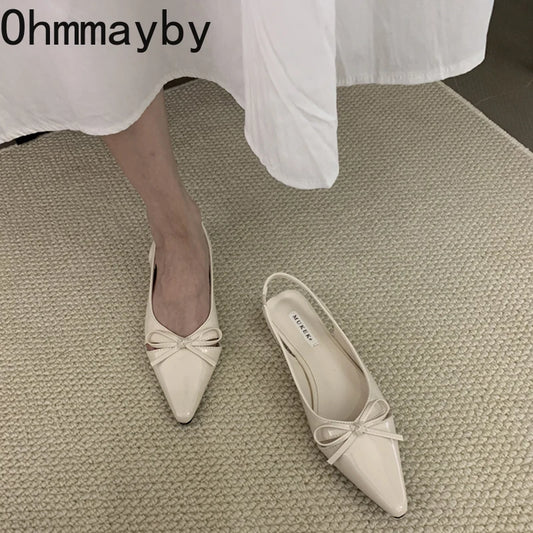 Summer Fashion Butterfly-knot Women Sandals Shallow Slip On Slingbacks Ladies Casual Dress Street Style Flats Shoes