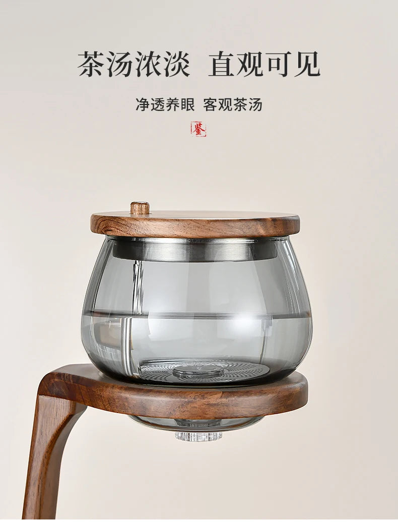 Chinese style tea making artifact, high-end glass teapot for household use, automatic tea set for lazy people separation
