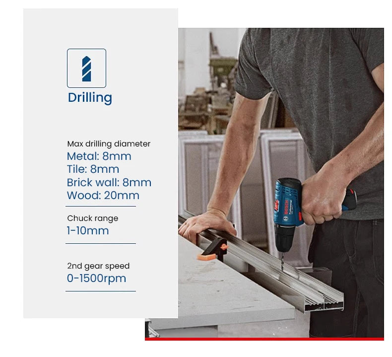 Bosch Professional Elektrobohrer GSR 120 Li 12V Akku Bohrer Treiber Elektro Schraubendreher Multi-Funktion Heim DIY Schraubendreher