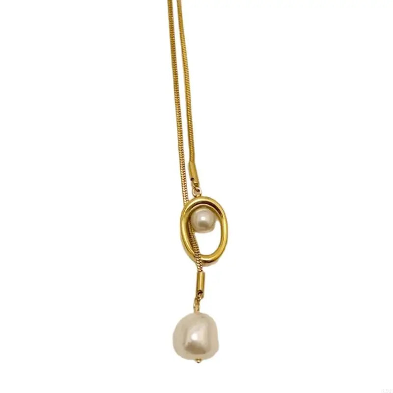 62KE Geometrisch Barock Perlenanhänger - Kette 45cm Metall