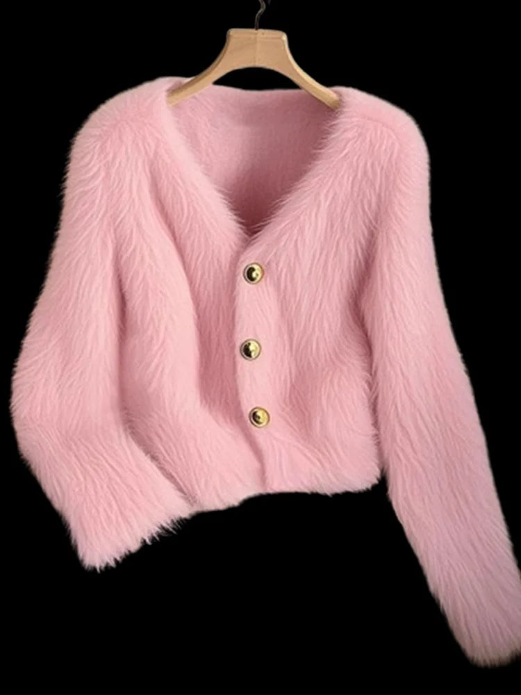 Luna KoreanStyle Strickjacke - Rosa Damen, dick, Stretch