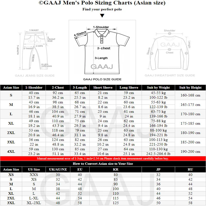 GAAJCN Polo Atmungsaktiv - Baumwolle Kurzarm Regular Fit