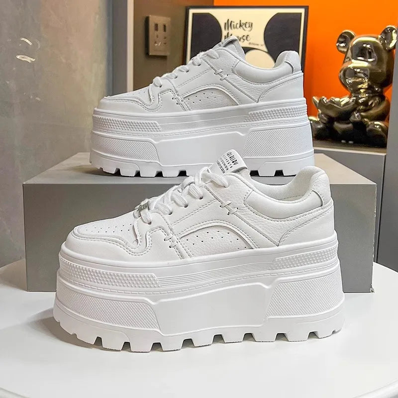 Women9 CM Platform Sneakers Casual Outdoor Simple Design Skateboard Comfortable Lace Up Sneakers Running Sports Shoes Female 40
