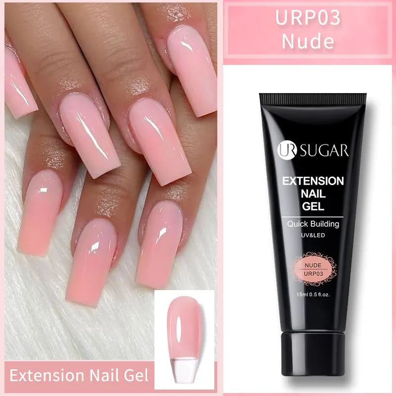 UR SUGAR 6Pcs/Set 15ml Nail Extension Gel Soak Off UV LED Acrylic Crystal White Clear Nude Gel Nail Polish UV Gel Polish
