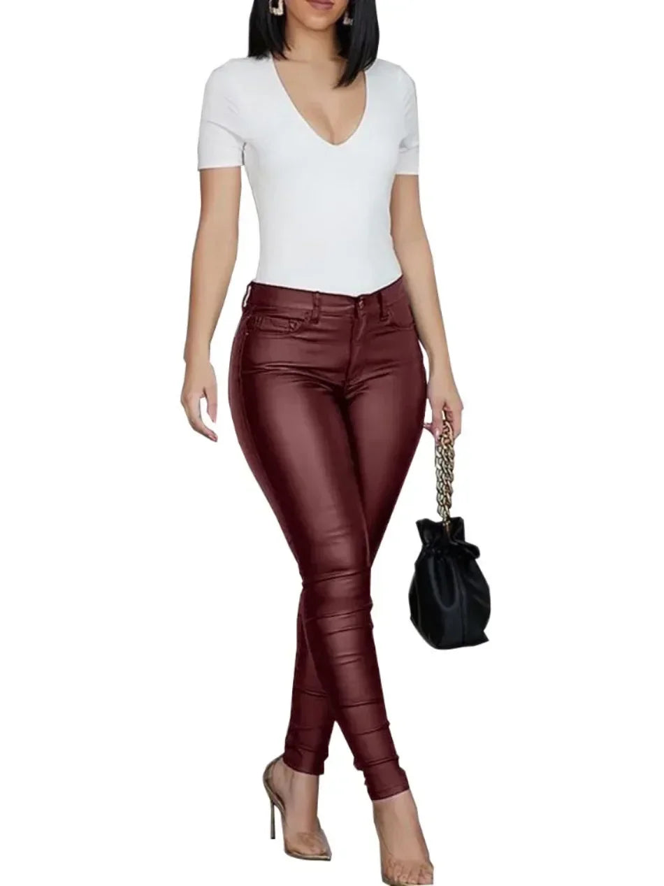 Sellysea PU Leder Hose - Slim Fit Hochtailliert Größe M