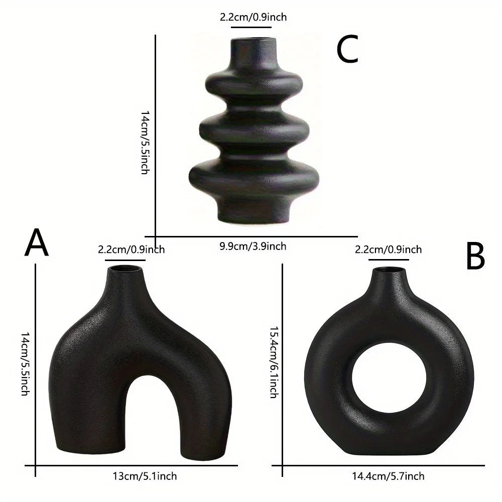 Choice Keramikvase 3er Set Geometrisch - 3 Stk Glasiert