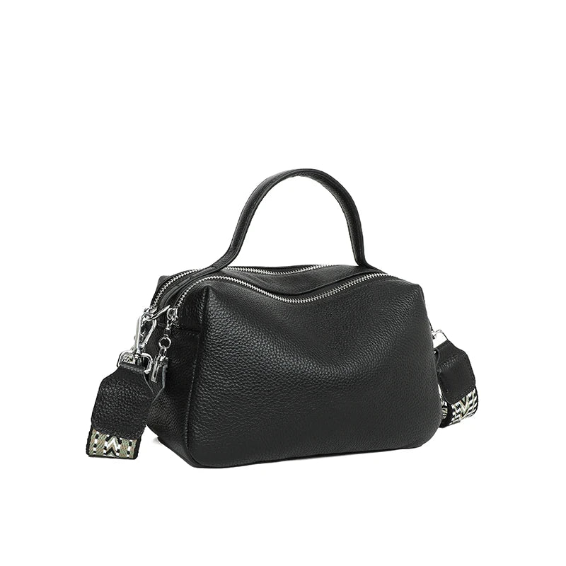 HebeiChoice Vintage Boston Echtes Leder - 2L 25x18 cm