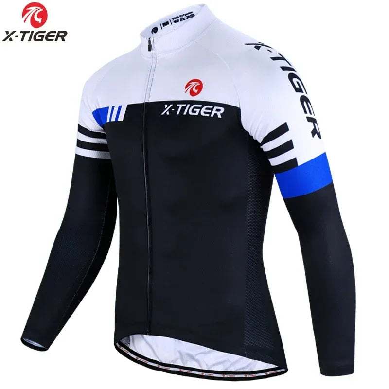 X-TIGER Top Qualität Radfahren Trikot 2025: Langarm MTB Fahrrad Polyester - Berg Fahrrad Sportbekleidung Atmungsaktiv Schnell Trocknend Schweißabweisend Taschen - Golden Bridge Store