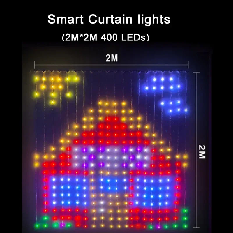 GCTECHING RGB Vorhanglichter - 400 LED, App-Steuerung, Musik-Sync