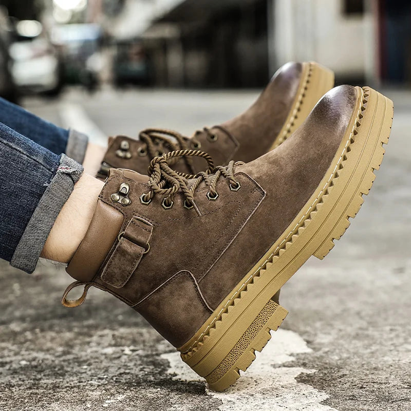 YeinshaarsCN Suede Leder High-Top - Größe Knöchel Rutschfeste Sohle