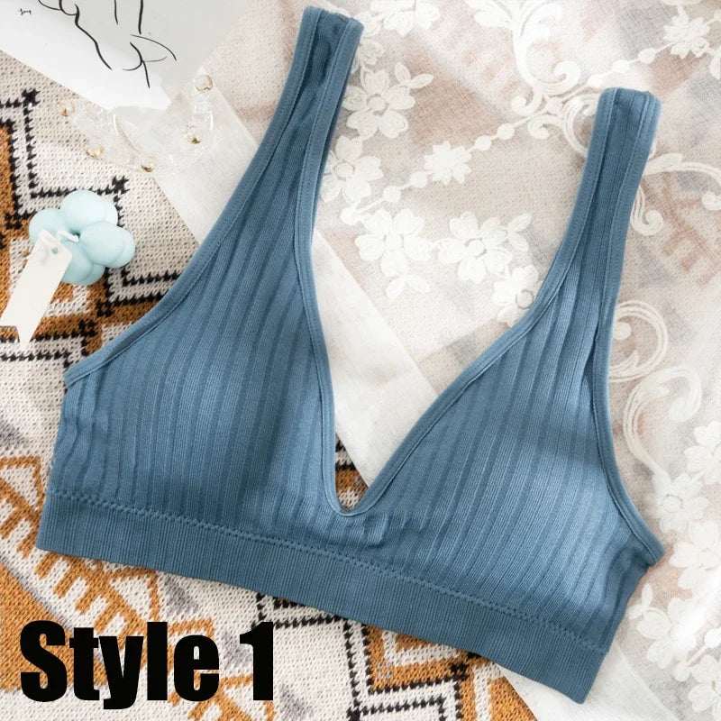 Women Seamless Sports Crop Top elegant Bra Female Tube Tops Deep V elegant Women's Underwear Bralette Sleeveless Camis Bandeau Top