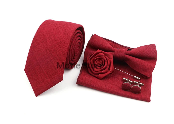 Set de accesorii bărbătești cu design nou, 27 de culori: batistă clasică din bumbac, butoni, papion pentru nuntă, petrecere, cadouri