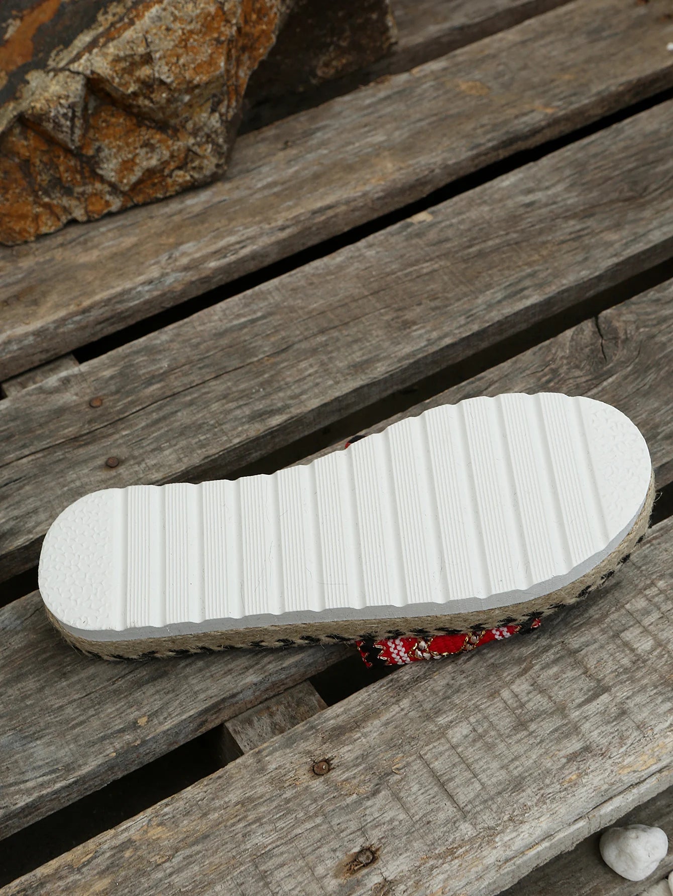 Gewebte Damen Pantoletten Platform - Sommer Schuhe für Damen 2025 Neu - Strand Casual Absatz Sandalen Bohemian Handgemacht Espadrilles