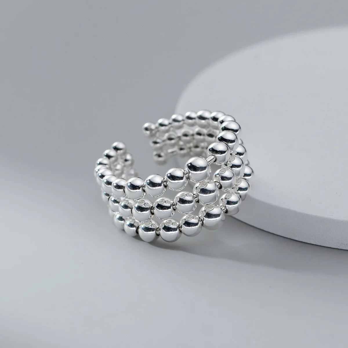 Fashion 925 Sterling Silver Three Layers Ball Rings For Women Luxury Aesthetic Jewelry Accessories Wholesale Jewellery