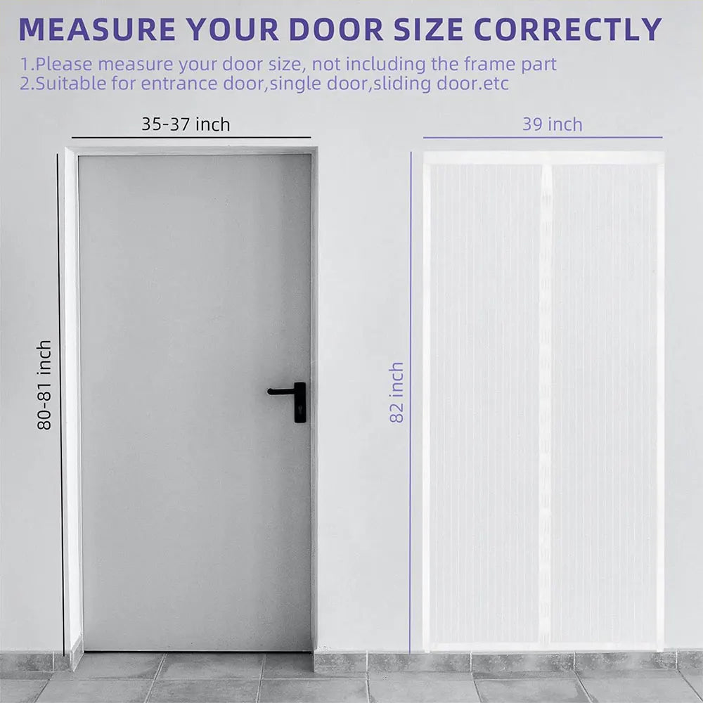 Magnetic Screen Door Screen Hands Free Mesh Partition Heavy Duty Curtain Keeps Bugs Out Frame Hook & Loop Pet and Kid Friendly