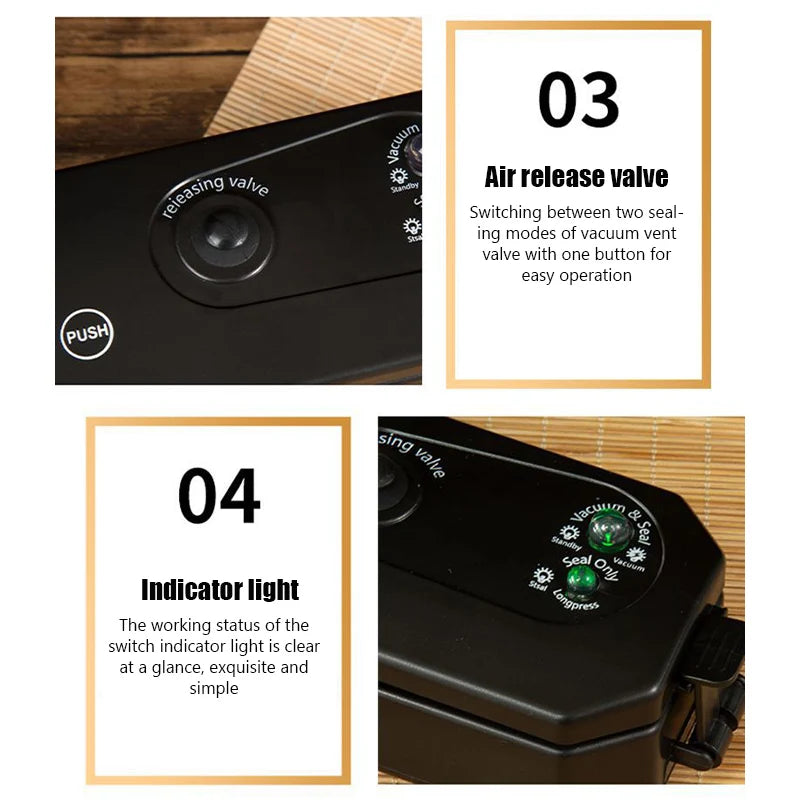 US Food Vacuum Sealer Vacuum Packaging Machine for Food with 10pcs Packed Bags 220V Automatic Household Food Vacuum Sealing