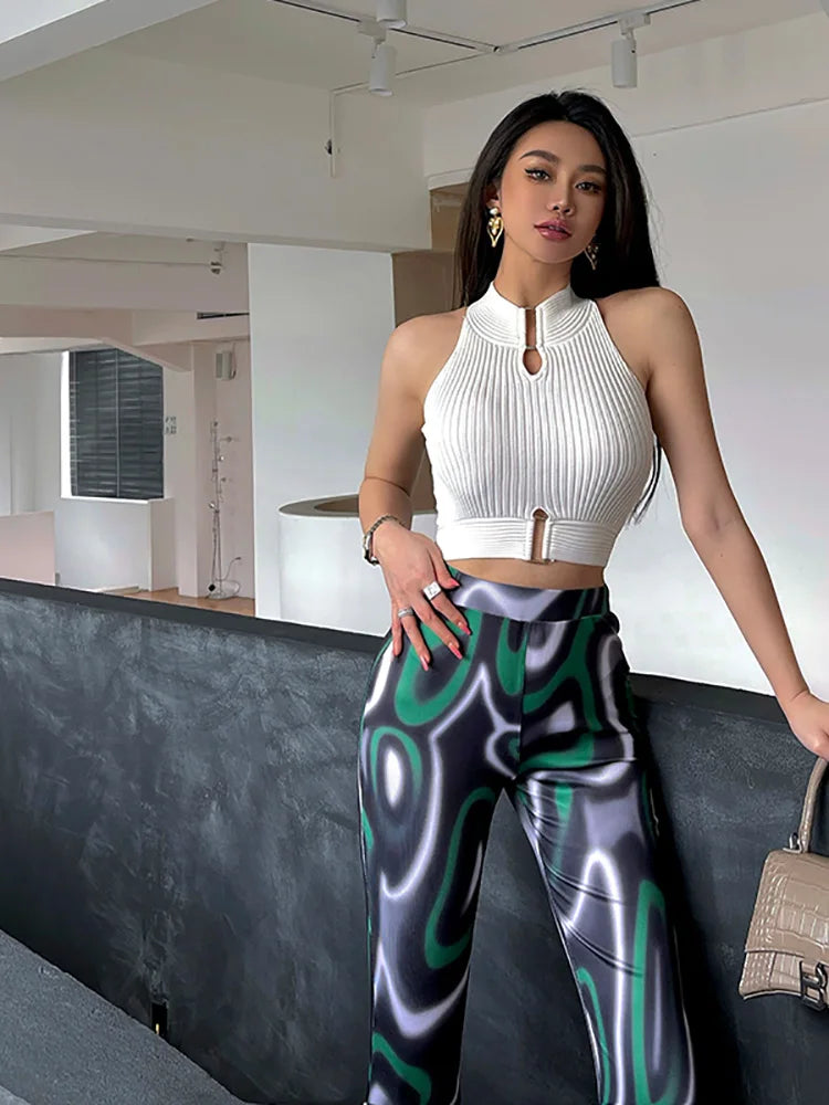 HELIAR Women elegant Tank Tops Chic Y2K Tops Halter Off Shoulder Tops Crop Tops Elastic Solid Tank Tops For Women Summer